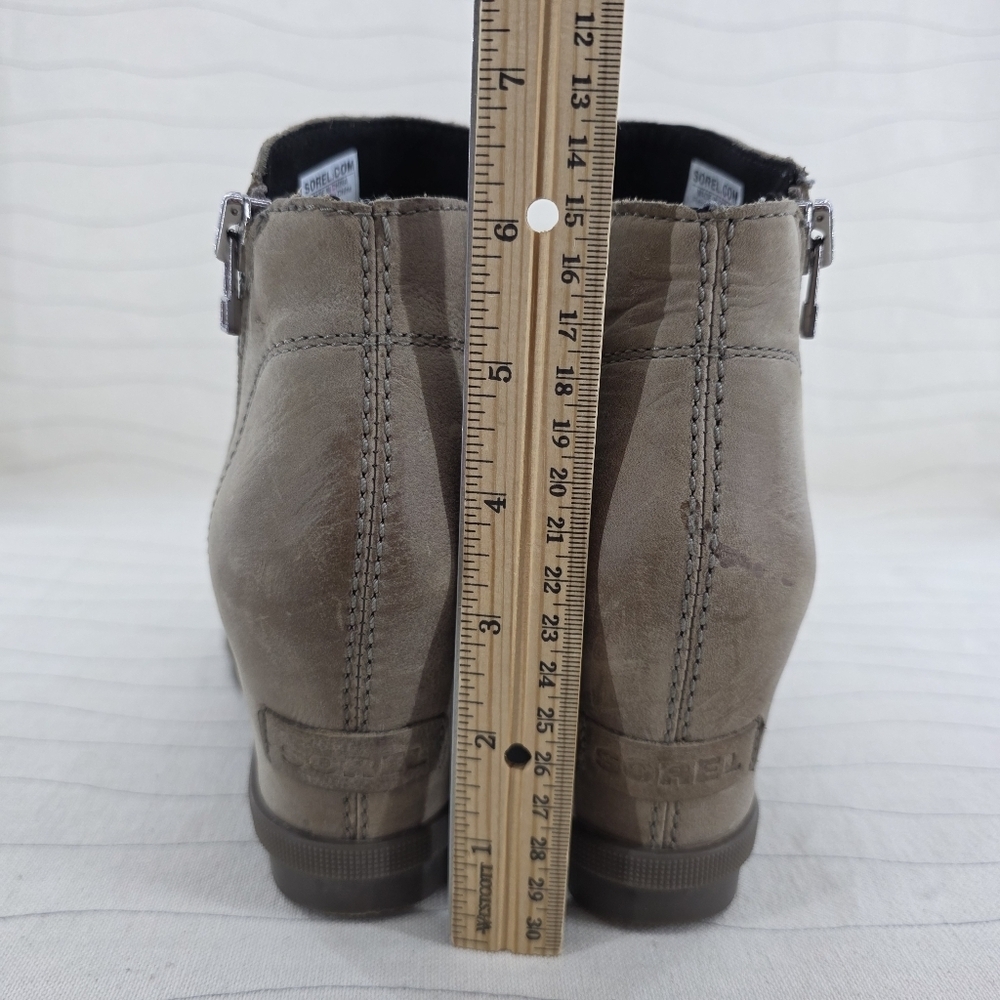 Sorel Womens Joan of Arctic Tan Leather Wedge Ankle Booties Shoe NL3365-240 Sz 7 - Picture 7 of 16